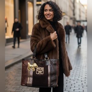 MCM Black and Brown Leather Tote